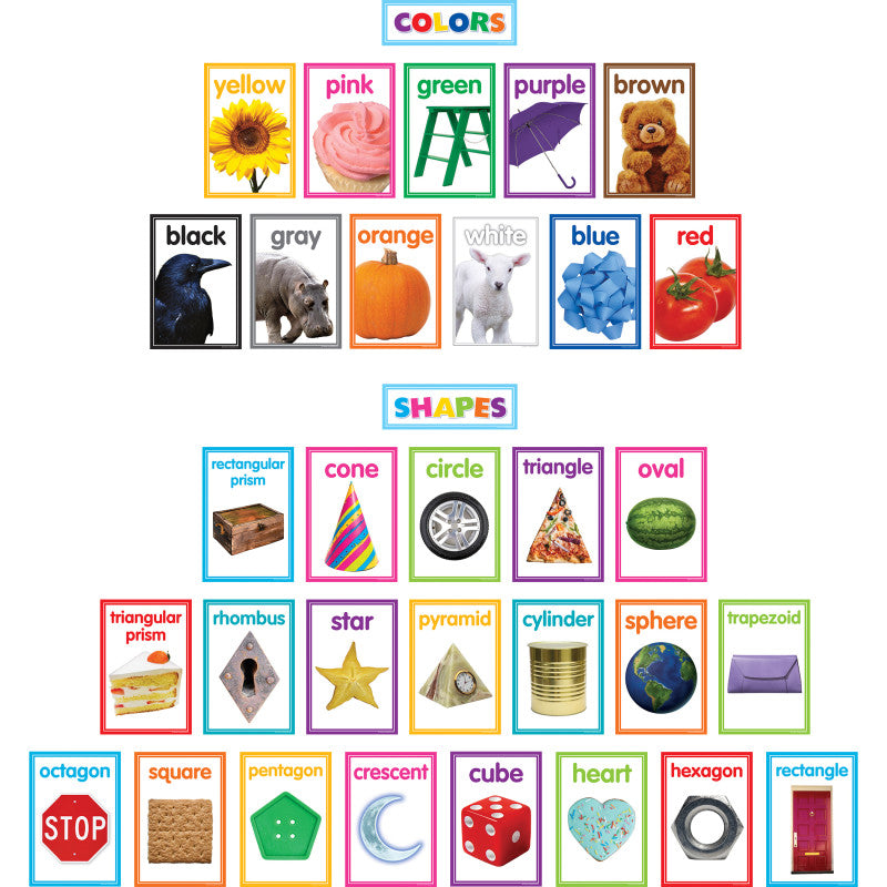 Teacher Created Colorful Photo Shapes and Colors Cards Bulletin Board Set (TCR 8799)