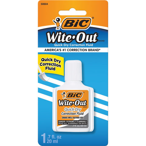 BIC Quick Dry Correct Fluid, White, 1 Pack (50604)