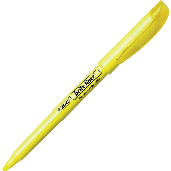 BIC Brite Liner Highlighters, 24 pack, Yellow, Pen Style, Chisel Tip (34685)