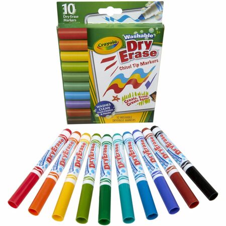 Crayola Washable Dry Erase Markers Chisel Tip, 10 Count (58-7733)