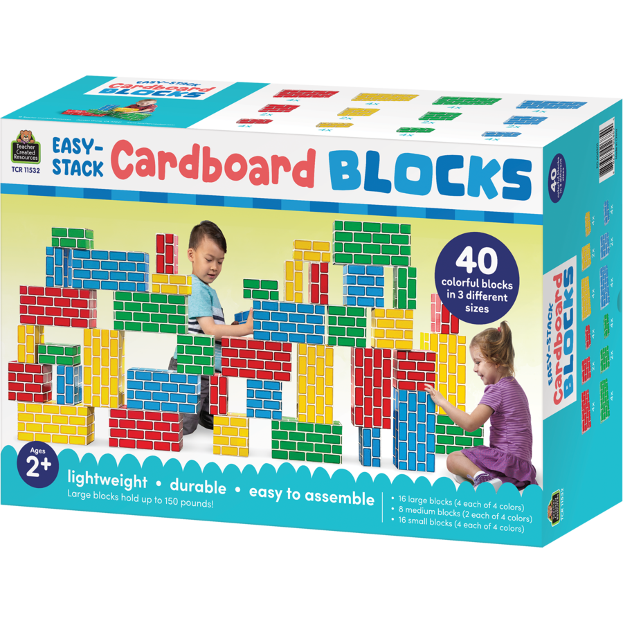 Teacher Created Resources Easy-Stack Cardboard Blocks, 40 Piece Set (TCR 11532)