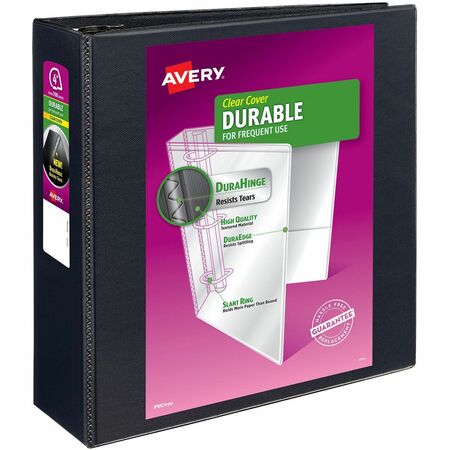 Avery® Durable View Binder, 4" EZD Rings, 780-Sheet Capacity, DuraHinge™, Black (09800)