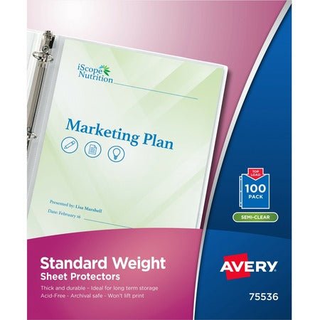 Avery Semi-Clear Standard Weight Sheet Protectors, Pack of 100 (75536)