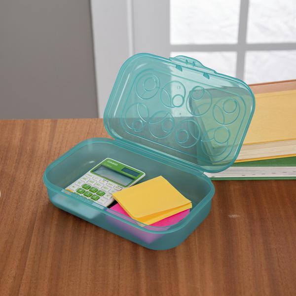 Sterilite Pencil Box, 8-5/8" x 5-3/4" x 2-1/2", Teal (STER 1733LAB6W)