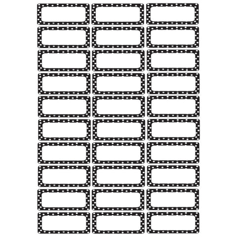 Ashley Magnetic Die-Cut Small Foam Nameplates & Labels, 30 pcs, Black and White Dots (ASH 10080)