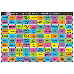 Ashley Productions French 1st and 2nd Sight Words 2-Sided Smart Poly Learning Mat (ASH 95026)