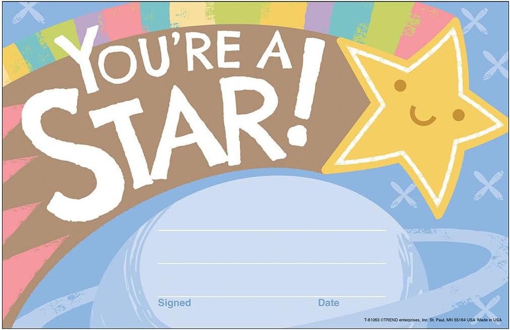 Trend Enterprises You're A Star Good To Grow Recognition Awards 8.5" x 5.5", 30 Sheets (T 81063)