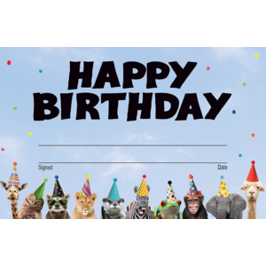 Teacher Created Go Wild Animals Happy Birthday Awards (TCR 6853)