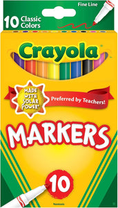 Crayola Fine Line Markers Classic Colors, 10 Count (58-7726)