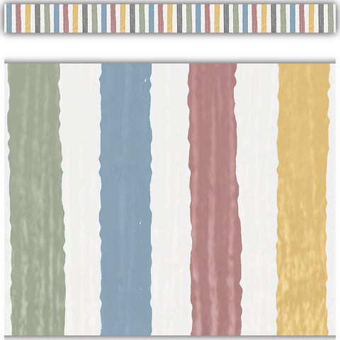 Teacher Created Classroom Cottage Stripes Straight Border Trim (TCR 7177)