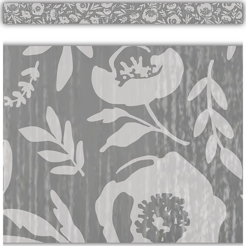 Teacher Created Resources Classroom Cottage Gray Floral Straight Border Trim (TCR 7178)