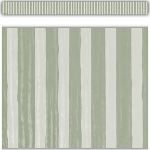 Teacher Created Classroom Cottage Sage Green Stripes Straight Border Trim (TCR 7179)