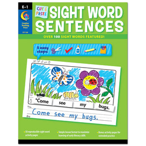 Creative Teaching Press Cut & Paste Sight Words Sentences, (CTP 7180)