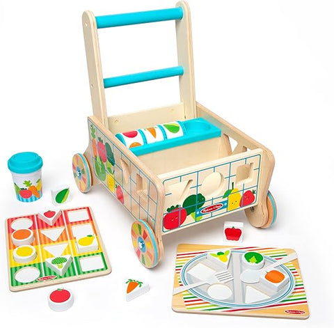 Melissa & Doug Wooden Shape Sorting Grocery Cart (LCI 307302)