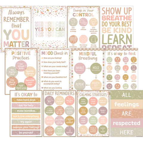 Teacher Created Resources Terrazzo Tones Positive Practices Small Poster Pack (TCR 7232)