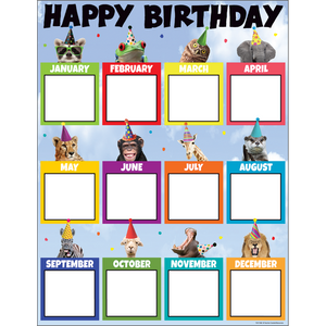 Teacher Created Resources Go Wild Animals Happy Birthday Chart (TCR 7388)