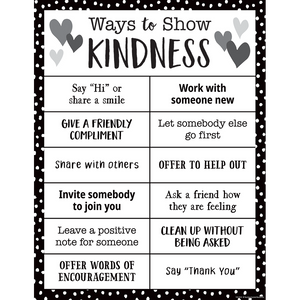 Teacher Created Resources Ways to Show Kindness Chart, Black and White (TCR 7514)