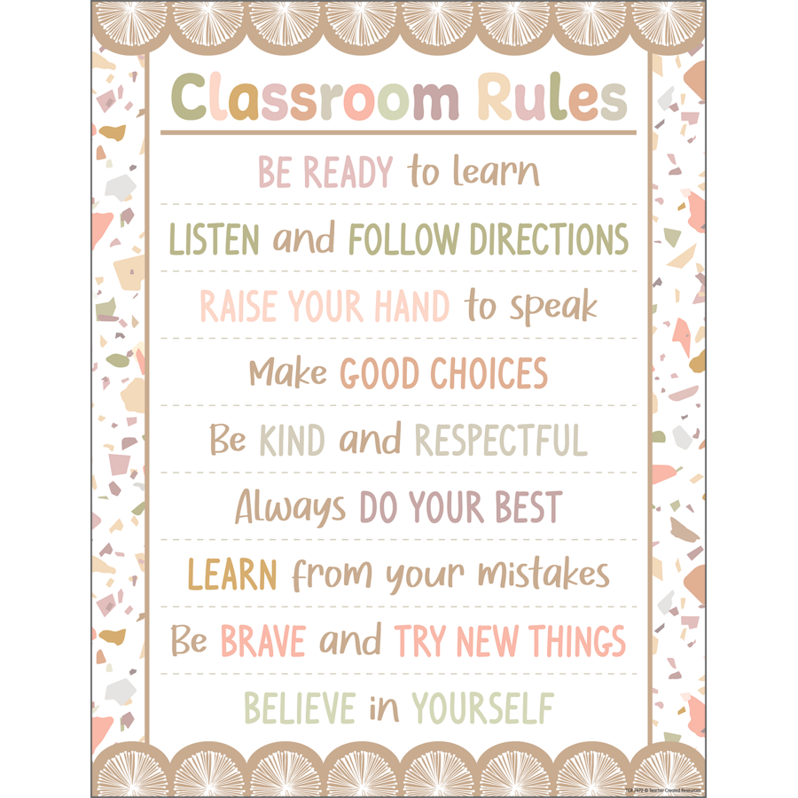 Teacher Created Resources Terrazzo Tones Classroom Rules Chart (TCR 7872)