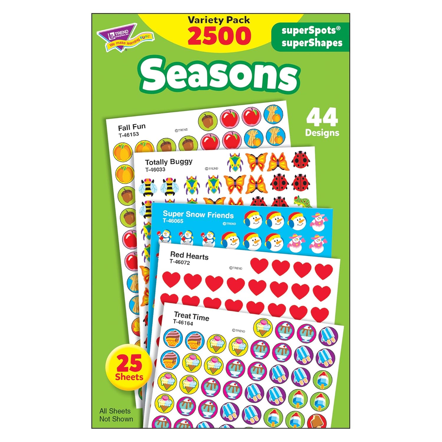 Trend Enterprises Seasons Super Spots / Super Shapes Variety Pack, 2500 Count (T 46914)