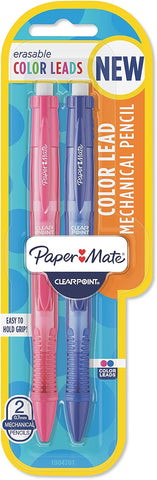 Paper Mate Clearpoint Color Lead Mechanical Pencils, 0.7mm, Assorted, PInk/Blue 2 Count