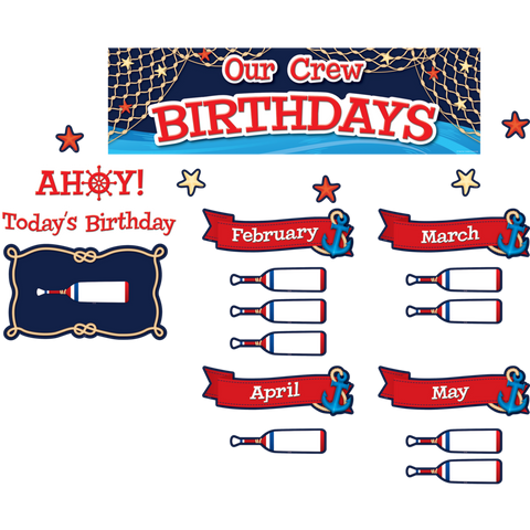 Teacher Created Nautical Our Crew Birthdays Mini Bulletin Board (TCR 8896)