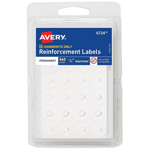 Avery Permanent Reinforcement Labels, 1/4" Diameter, 560 Count (6734)