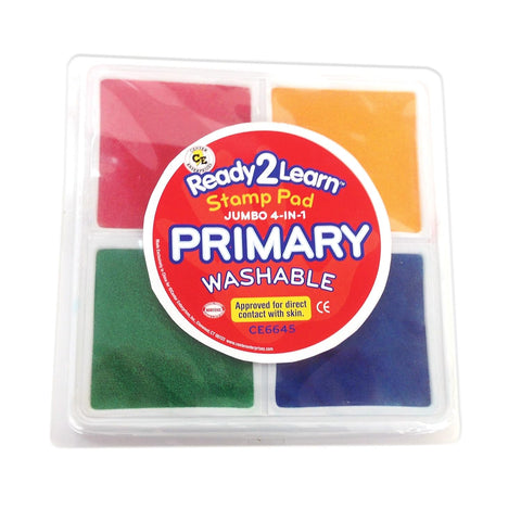 Learning Advantage Ready 2 Learn Jumbo Washable Stamp Pad 4 in 1 Primary Colors (CE 6645))