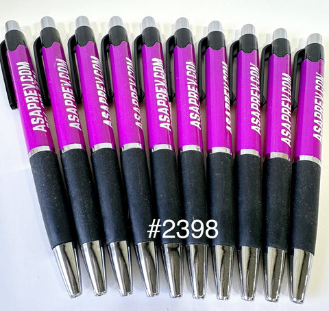 Bulk Lot of 200 Misprinted Retractable Ballpoint Pens, Purple  (Lot #2398)