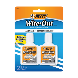 BIC Quick Dry Correct Fluid, White, 2 Pack (50602)