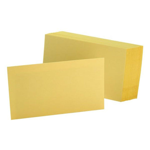 Oxford Unruled Yellow Index Cards, 3" x 5", 100 Per Pack (7320CAN)