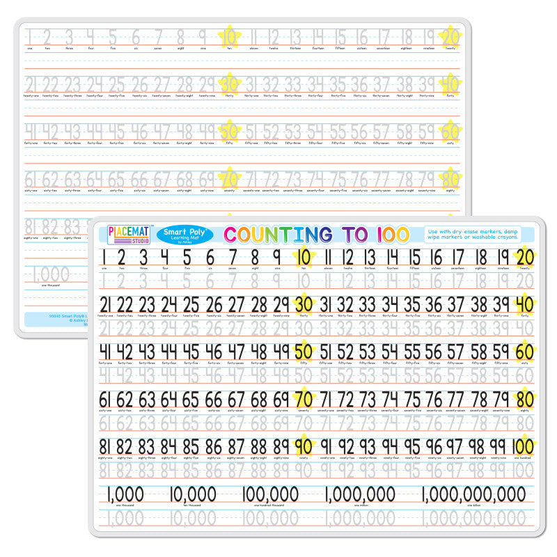 Ashley Productions Counting to 100 2-Sided Poly Learning Mat (ASH 95040)