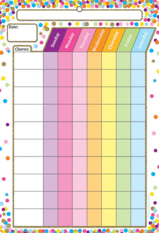 Ashley Smart Poly® Chart, 13" X 19", Confetti Chores (ASH 91045)