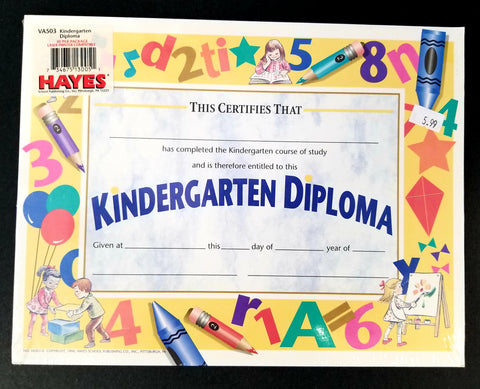 Hayes Kindergarten Diploma Award Certificates, Pack of 30 (VA503)