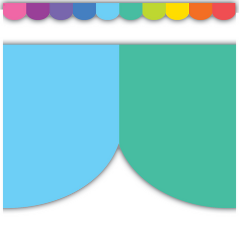 Teacher Created Colorful Scalloped Die-Cut Border Trim,12 Pieces, 2 3/16'' x 35' (TCR 3950)