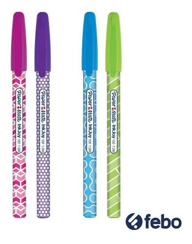 Paper Mate Inkjoy Pens, Assorted Colors w/ Design, 4 Count