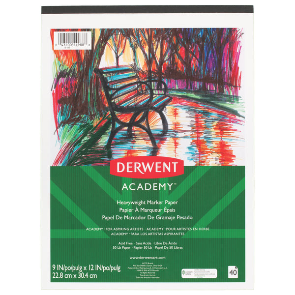 Derwent Academy Heavyweight Marker Paper, 40 Sheets, 9" x 12" 50 lb (DER 54988)