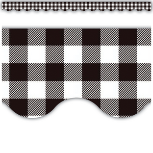 Teacher Created Black and White Gingham Scalloped Border Trim (TCR 5817)