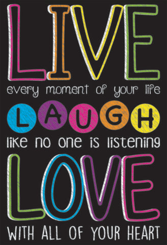 Ashley Smart Poly Live Laugh Love Chalk Poly Chart, 13" X 19" (ASH91021)