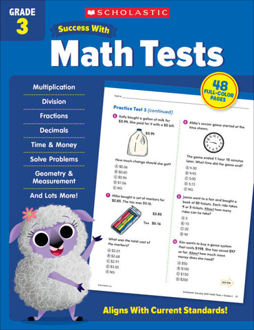 Scholastic Success With Math Tests: Grade 3 Activity Book (SC 735528)