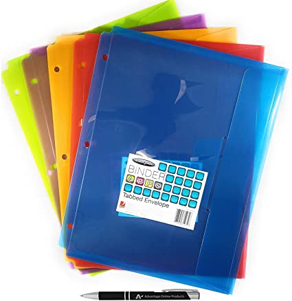 Wilson Jones ACCO Binder Tabbed Envelopes, Assorted Colors, 12 Count (W 61062)