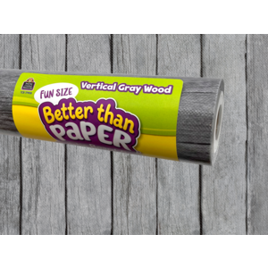 Teacher Created Fun Size Vertical Gray Wood Better Than Paper Bulletin Board Roll, 18" x 12' (TCR 77908)