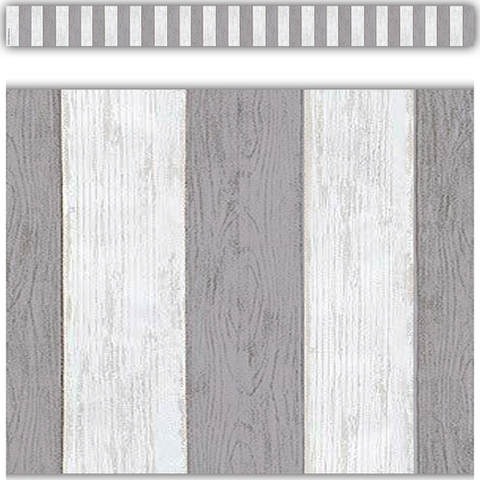 Teacher Created Modern Farmhouse Gray Stripes Straight Border Trim (TCR 8515)