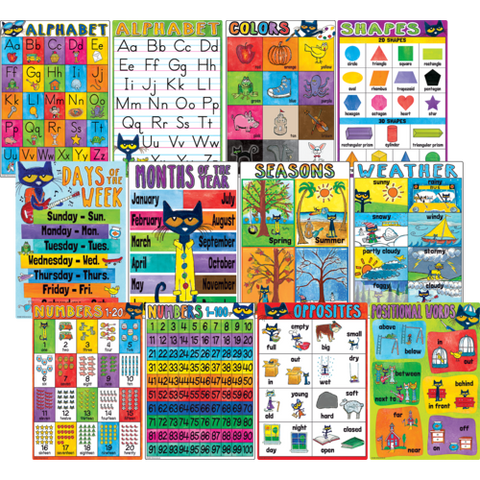 Teacher Created Pete the Cat Early Learning Small Poster Pack ,11" x 15¾" (TCR 62002)