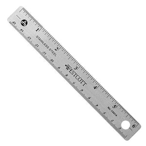 Westcott 6'' Stainless Steel Ruler w/ Nonslip Cork Base (10414)