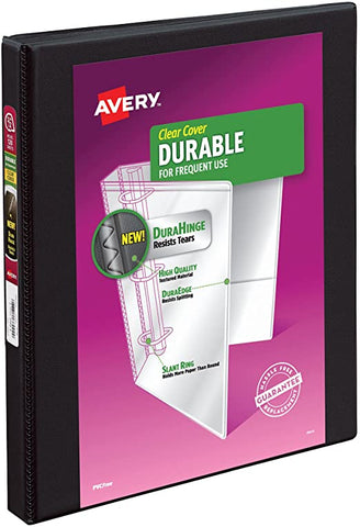 Avery Durable View 3 Ring Binder, 1/2 Inch Slant Rings, Black (17001)