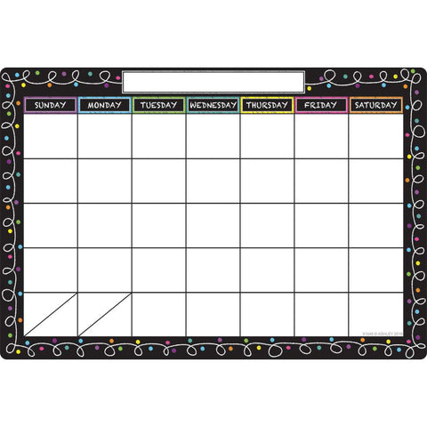 Ashley Chalk Loops Dry Erase Calendar Poly Chart, 13"x19" (91048)