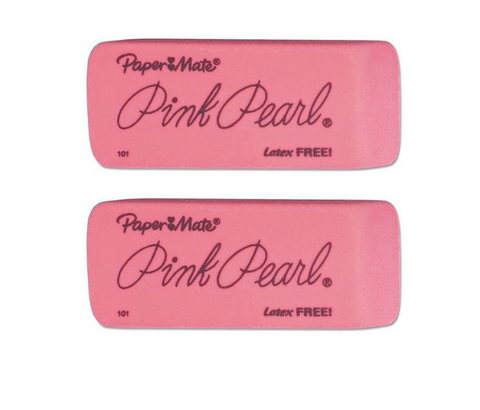 Paper Mate Pink Pearl Eraser, Large, Pack of 2