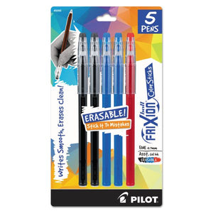 Pilot Frixion Erasable Pen Color Sticks, 5 Pens, Black, Blue, Red (FC7C5001)